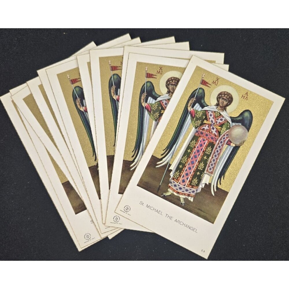 St Michael Archangel Holy Cards Italy Patron Saint Police Military 10pc Lot NOS